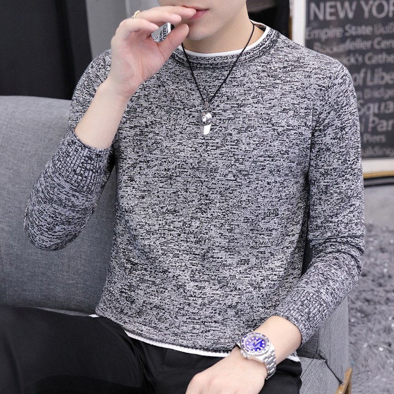 New mens sweater for autumn and winter Korean version trendy and warm interior with round neck sweater and knitted sweater as the base for mens clothi