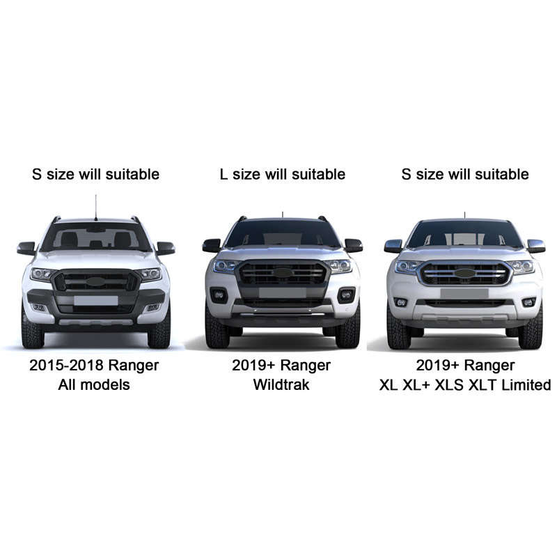 Grille Top Logo Letter For Ford Ranger Grills RANGER 3D Emblem Original Size ABS Sticker With Glue Chromium Styling 6 Color