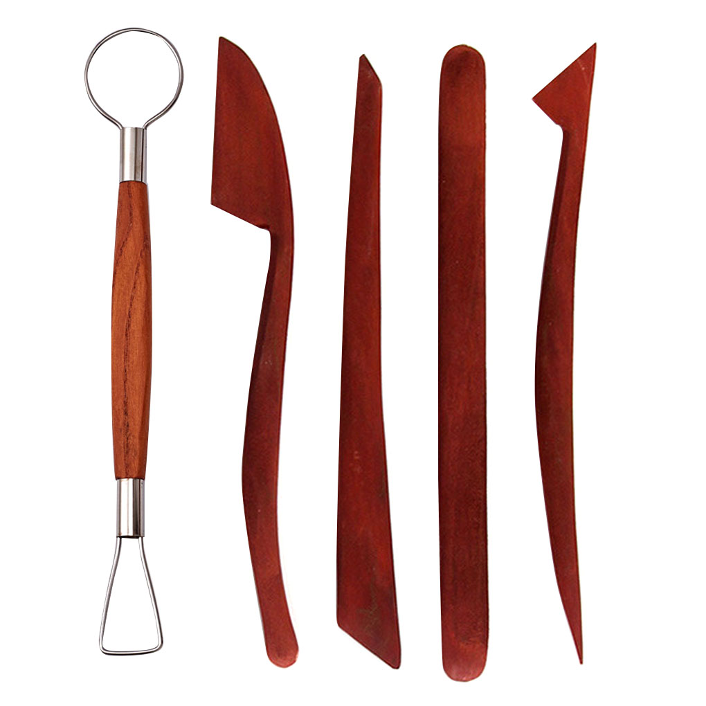 5pcs Wooden Polymer Clay Tool Modeling Clay Sculpture Tools Kits Soft Pottery Sculpting Gadget