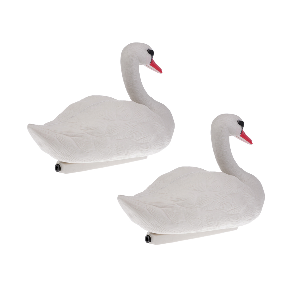 2 Pieces Floating Swan Decoy for Hunting Fishing Garden Decors Pest Scarer Realistic Ornament