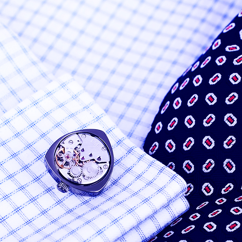 KFLK jewelry shirts cufflinks for mens Brand Black watch movement mechanical cuff links Buttons Male High Quality guests
