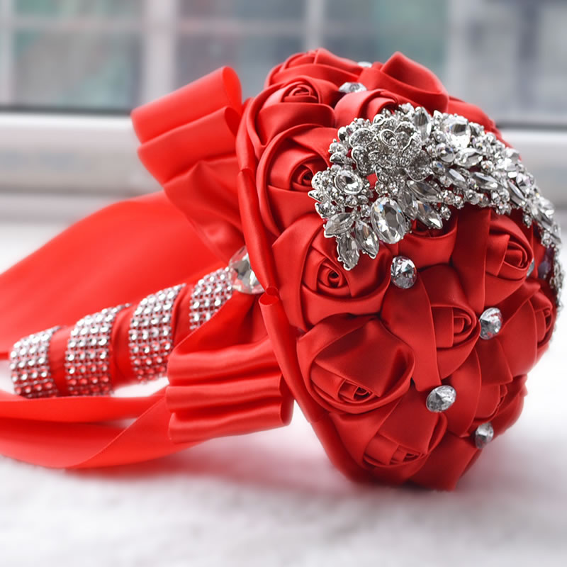 5 Color Gorgeous crystal Wedding Bouquet Red bouquet wedding accessories Bridesmaid artifical Wedding flowers Bridal Bouquets