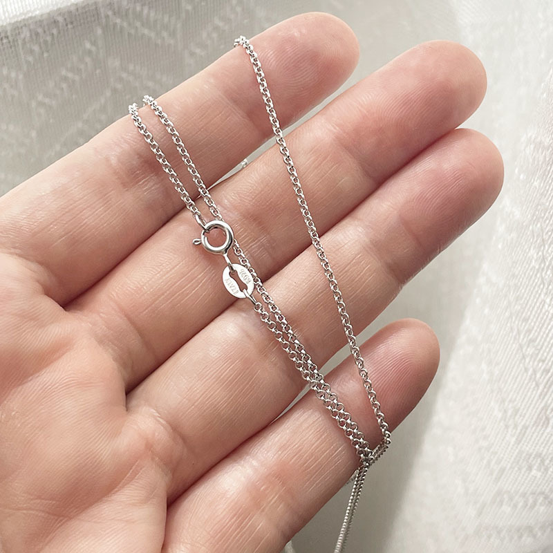 35-90cm 1.5mm 925 Sterling Silver Circle Rolo Chain Necklace Women Girl Italy Men Jewelry Kolye Collare Collier Ketting Sieraden