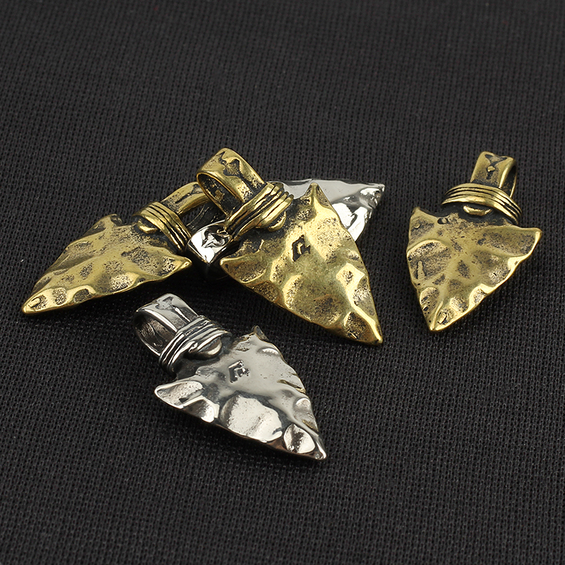 Stone Spear Pendant Brass Knife Beads Parachute Cord Bead Outdoor EDC Tool