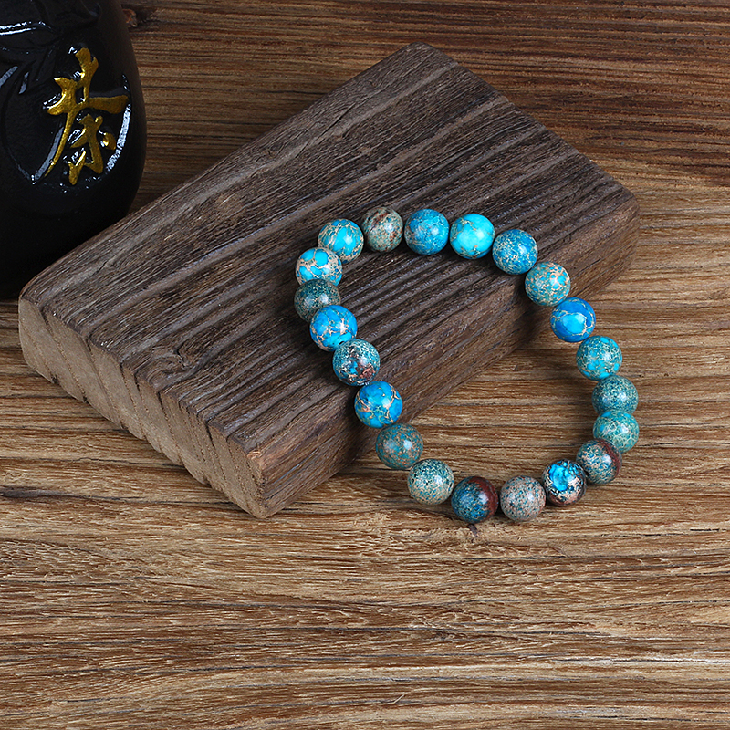 Nature Imperial Jaspers Beads Bracelets for Women Lake Blue Sea Sediment Turquoises Bracelets Men Natural Energy Stone Jewelry