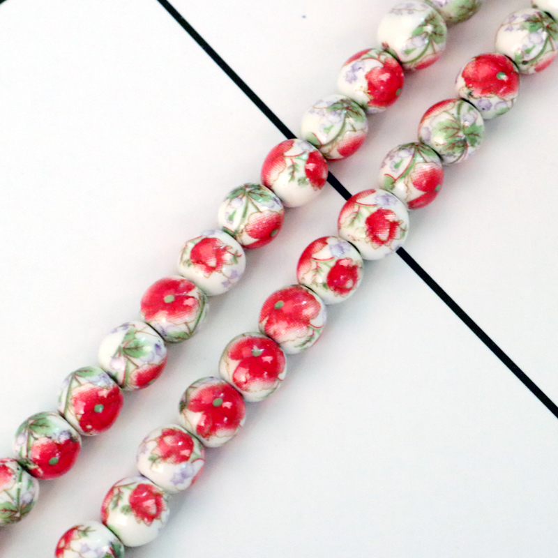 Wholesale 500pcs/lot Mixed Colors Hand Painted Ceramic Beads Plant Flowers Porcelain Bracelet DIY Beads For Jewelry Making