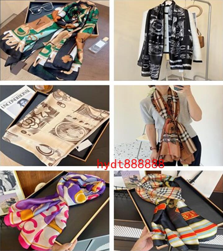 Fashion Summer Unisex silk Scarf For Men and Women Oversized Classic Check Shawls and Scarves Scarfs 180-90CM free shipping