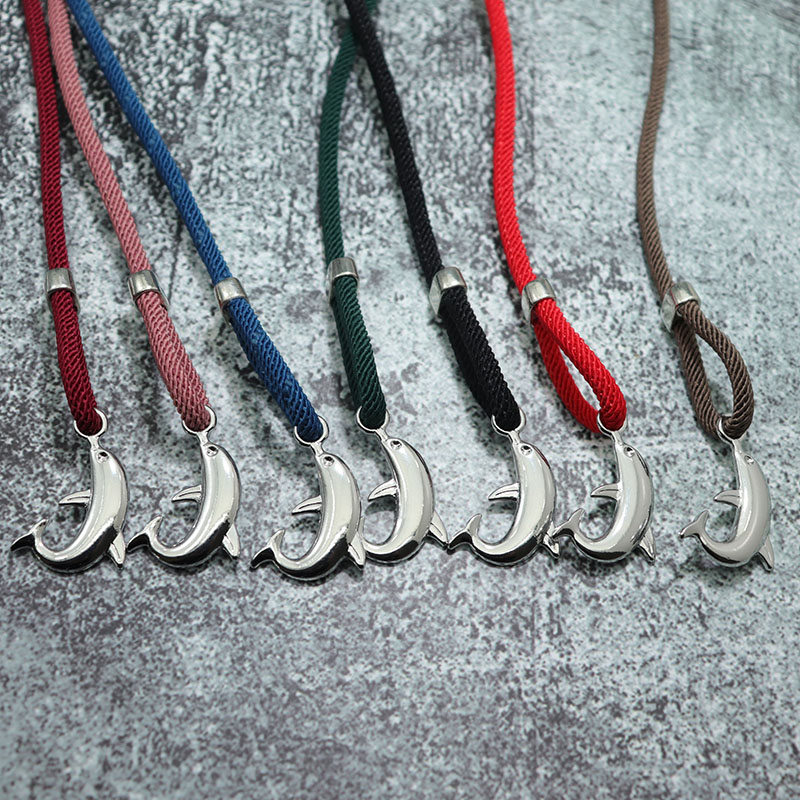 Cute Animal Dolphin Multilayer Bracelet Charms Silver Black Color Handmade Rope Braclet For Men Women Armband Viking Jewelry
