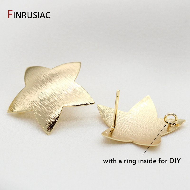 High Quality Brass Metal 14k Gold Plated Star/ Love Heart Post Earrings 925 Silver Needle Post Earring DIY Accessories