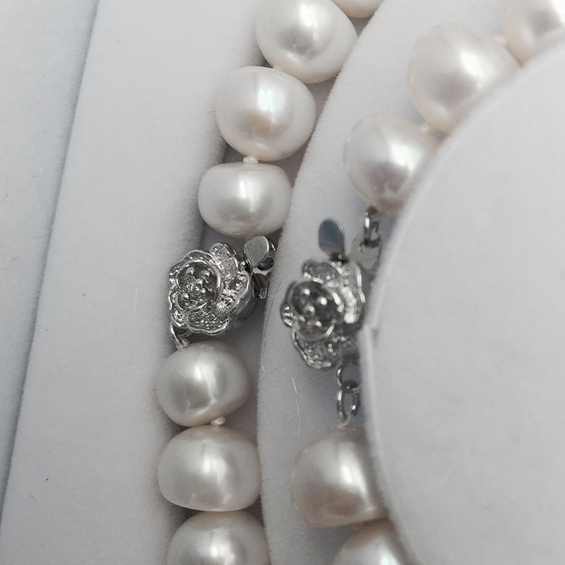 Sinya Freshwater Pearls Beads Necklace Earring Bracelet Jewelry Set 18inch Length Necklace Pearl dia 9-10mm Hot Sale for Women