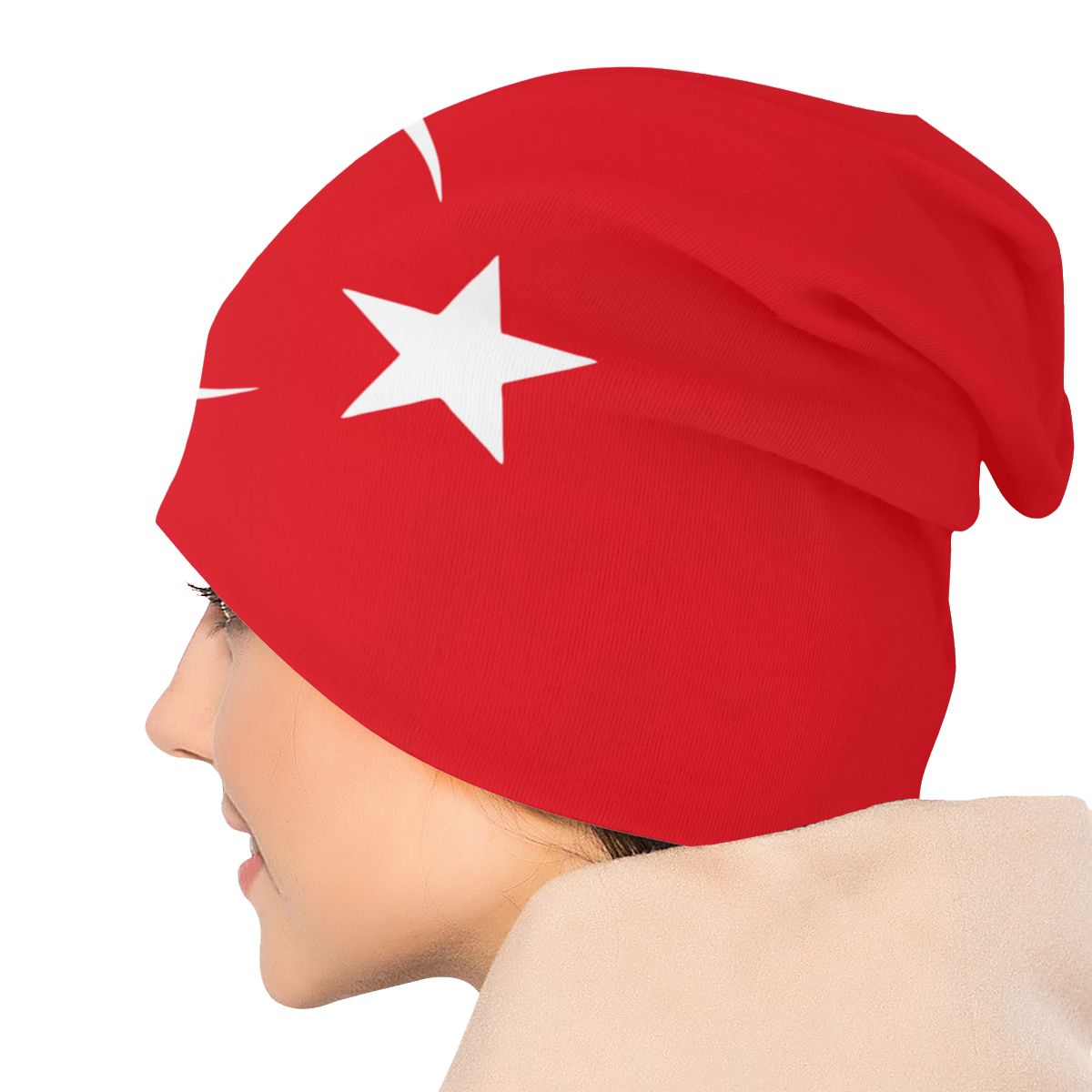 Turkey Turkiye Flag Bonnet Hat Turkish Knitting Hats Goth Street Skullies Beanies Hats Unisex Spring Warm Dual-use Cap
