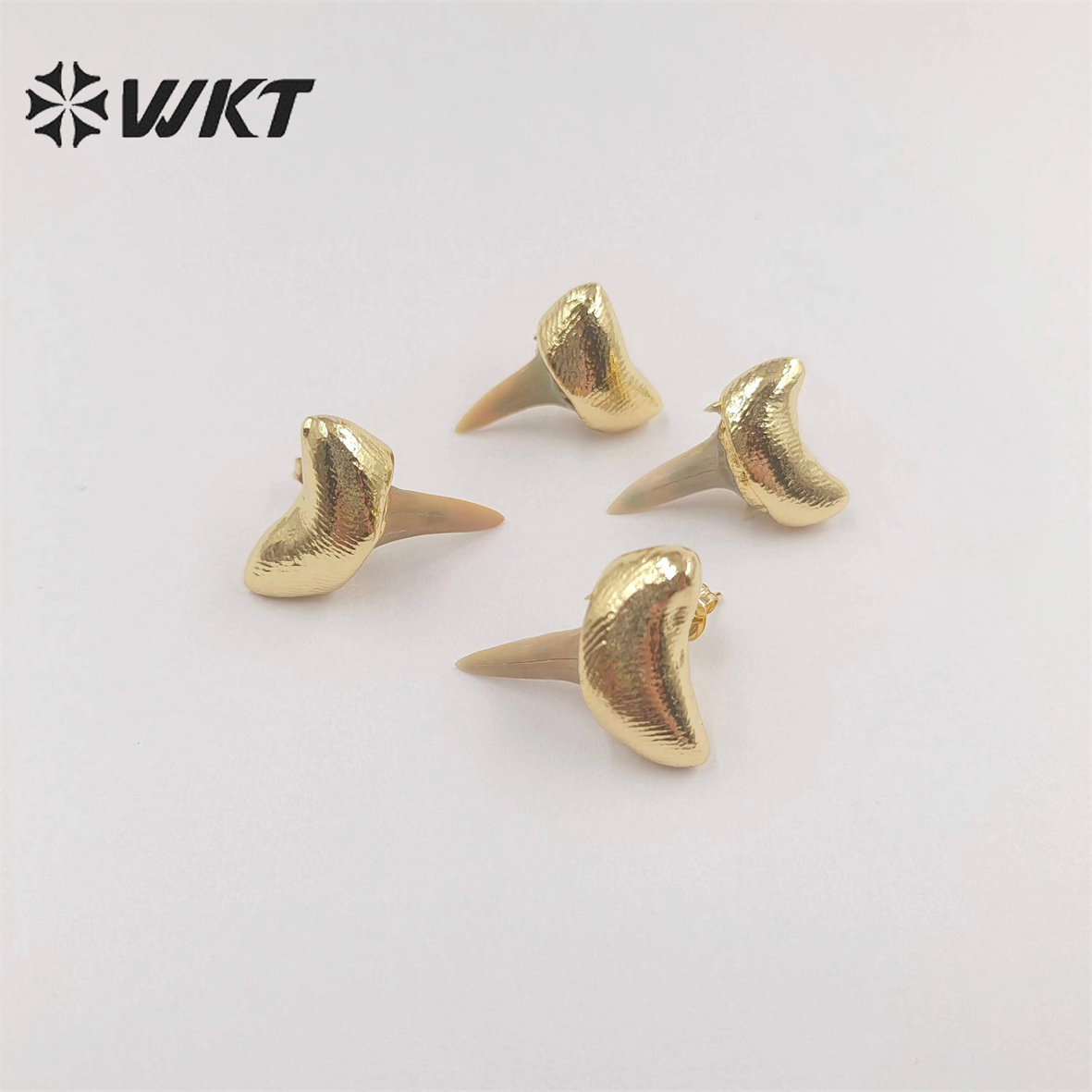WT-E715 New Unique Specimen Tooth Earrings 18k Gold Plated Fine Jewelry Studs For Women Gift Boho Style Accessories