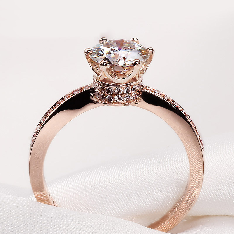 Wholesale Professional Women Luxury Jewelry Solitaire 925 Sterling Silver AAA CZ stones Rose Gold Wedding Ring Gift Size 5-10