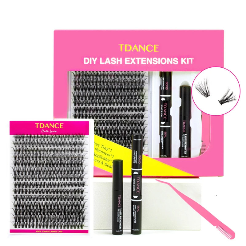 TDANCE DIY Mix Clusters Kit 30D/40D Lash Bond and Seal and r Accessories Self-Grafting EyeLashes Extension At Home . 240624