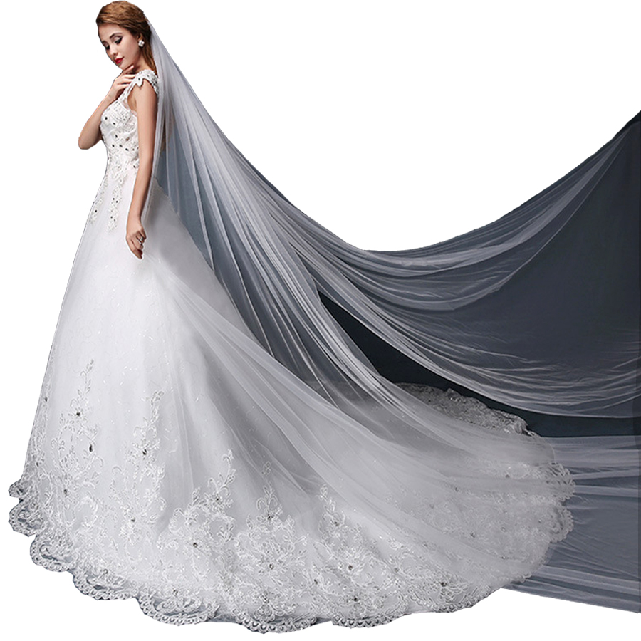 3M Elegant White/Ivory Single Layer Simple Veils Long Wedding Veil Bridal Accessories