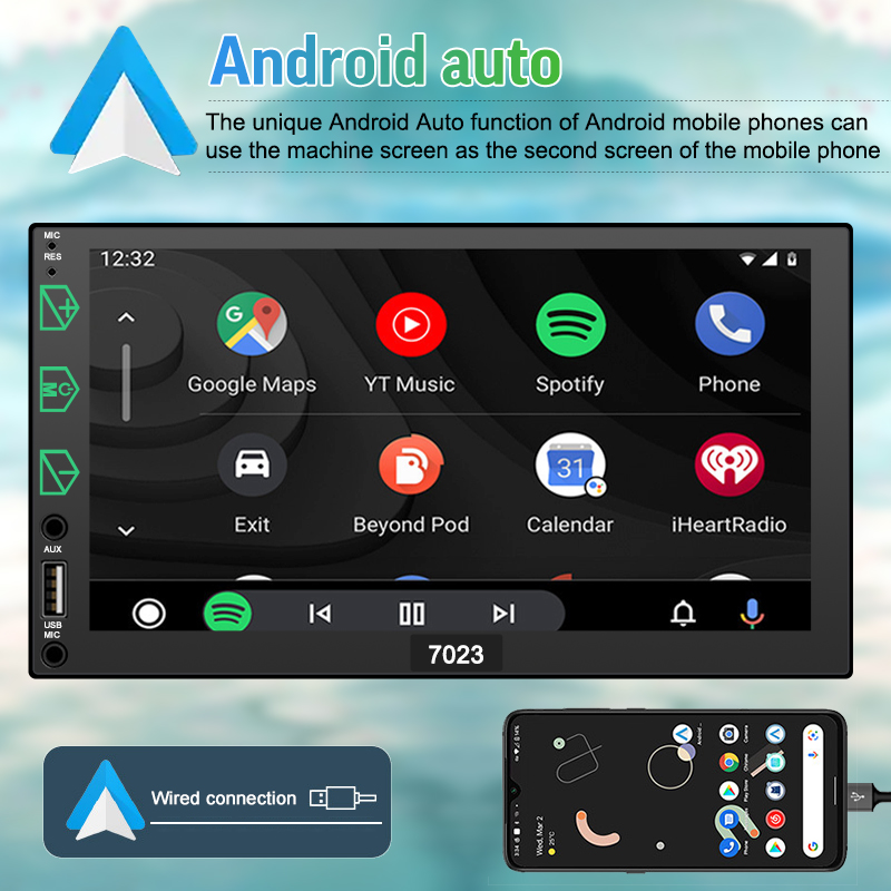2023 Upgrade 7'' Apple CarPlay Car Stereo Portable HD Touch Screen Car Radio Bass Surround Bluetooth MP5 Player for All Cars