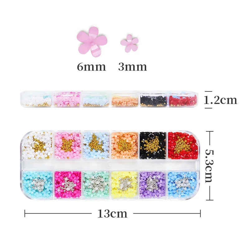 Kawaii Resin Small Flower Rhinestone Nail Charms Mixed Gems Manicure Decorations Accessories Nail Art Supplies for Professionals