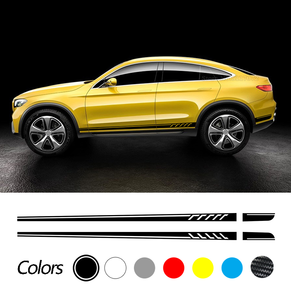 Car Sticker C63 Style Side Door Stripe Body Sport Racing Decal for Mercedes Benz GLC Class X253 Coupe C253 AMG Accessories