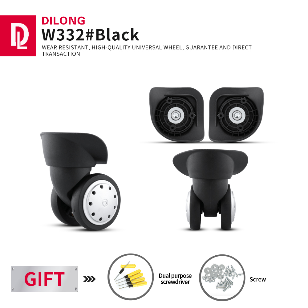 DILONG W332 Luggage Trolley Case Travel Universal Wheels Replacement Rubber Caster Repair Parts Wear-resistant Durable Wheel