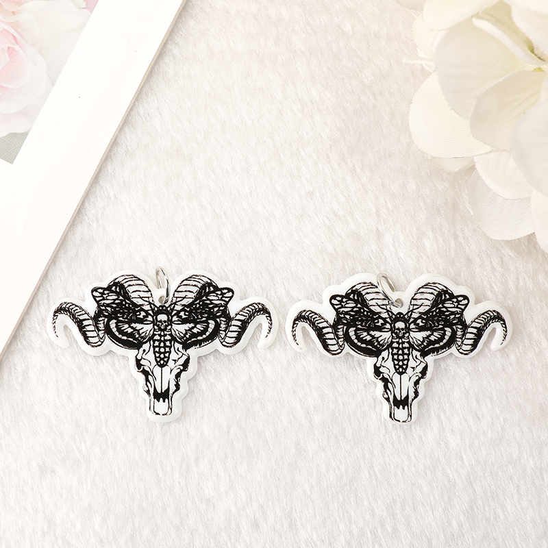8Pcs Halloween Death Moth Charms Butterfly Acrylic Jewlery Findings For Earring Necklace Diy
