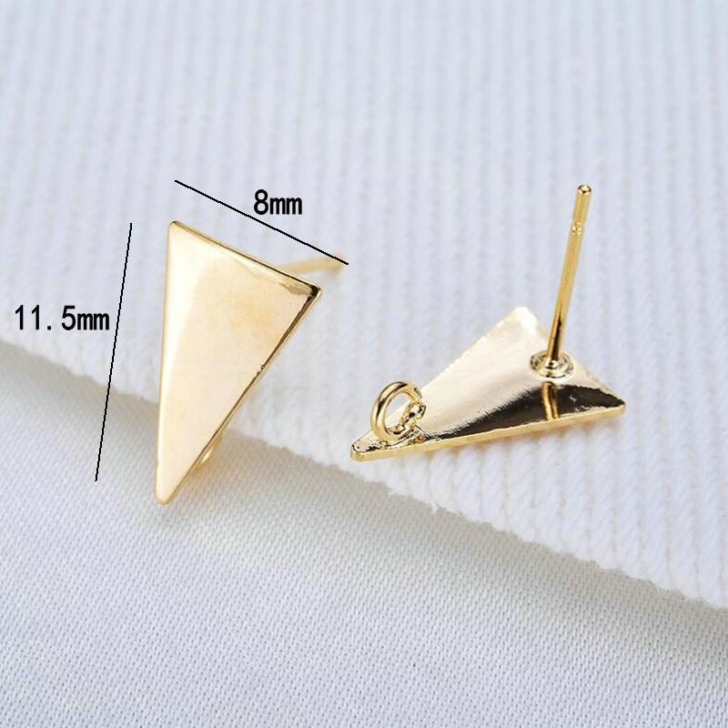 11.5*8 MM 14K Gold Plated Brass Triangle Stud Earrings High Quality DIY For Jewelry Making Finding Earrings Accessories