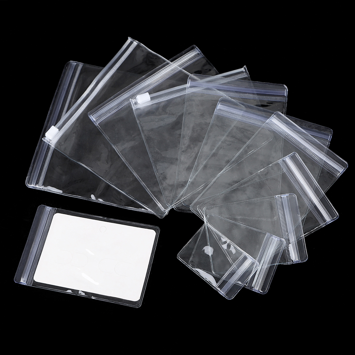 50pcs PVC Self Sealing Plastic Jewelry Zip Lock Bags Thick Clear Ziplock Earrings Packaging Storage Bags Universal Pouches