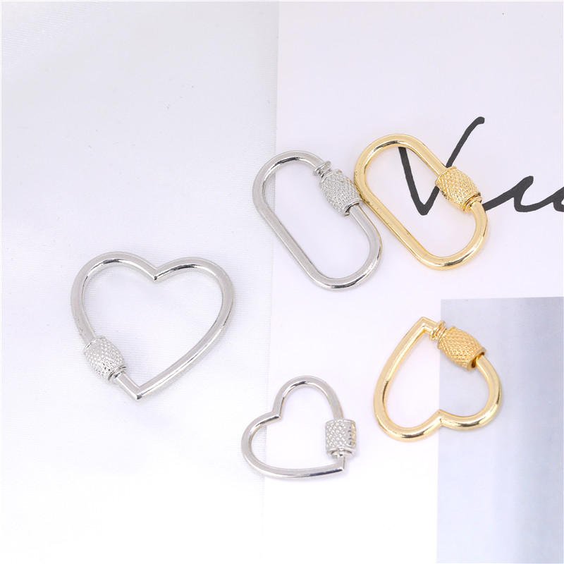 DIY Jewelry Making Popular Hanging Chain Lock Hook Spiral Clasps Necklace Bracelets Handmade Supplies New Heart Shaped Charms