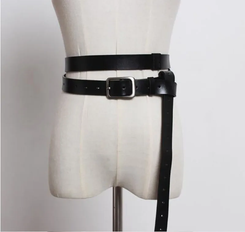 200CM Belt Double Wide Wrap Genuine Leather Medieval Long Shoulder Belt Vikings Tactical Pin Buckle Strap Gear For Women