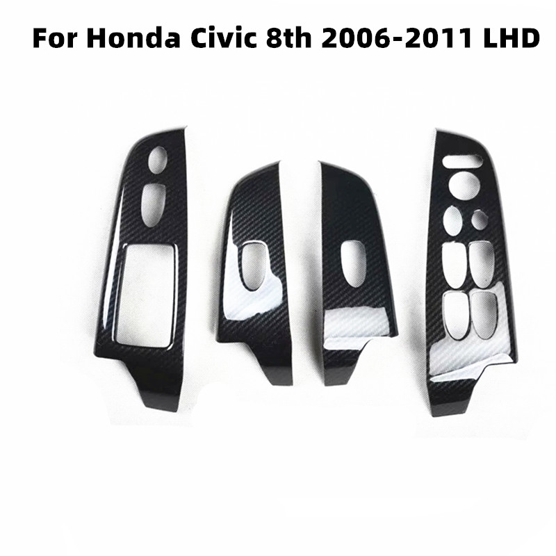 For Honda Civic 8th Gen 2006-2011 Accessories Car Door Armrest Window Lift Switch Cover Trim Interior Auto Styling Moldings 4Pcs