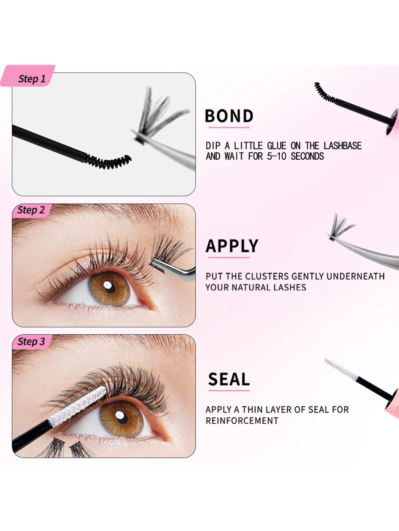 DIY Eyelash Set 280pcs Individual Lashes Cluster D Curl 9-16mm Mix Lash Clusters with Lash BondSeal and Lash Applicator Tool 240624