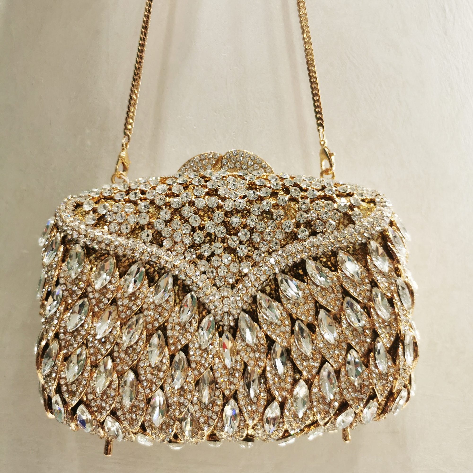 XIYUAN Luxury Women Silver Evening Bags Wedding Party Orange Crystal Clutch Purse Handbags Bridal Blue Rhinestone Minaudere Bag