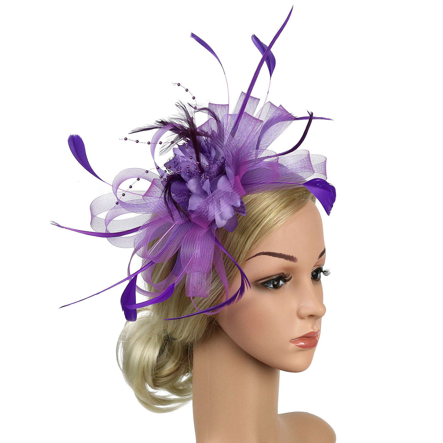 Big Fascinator Hat Women Wedding Elegant Feather Pillbox Cap Royal Party Headpiece Ladies Evening Church Chapeau 240401