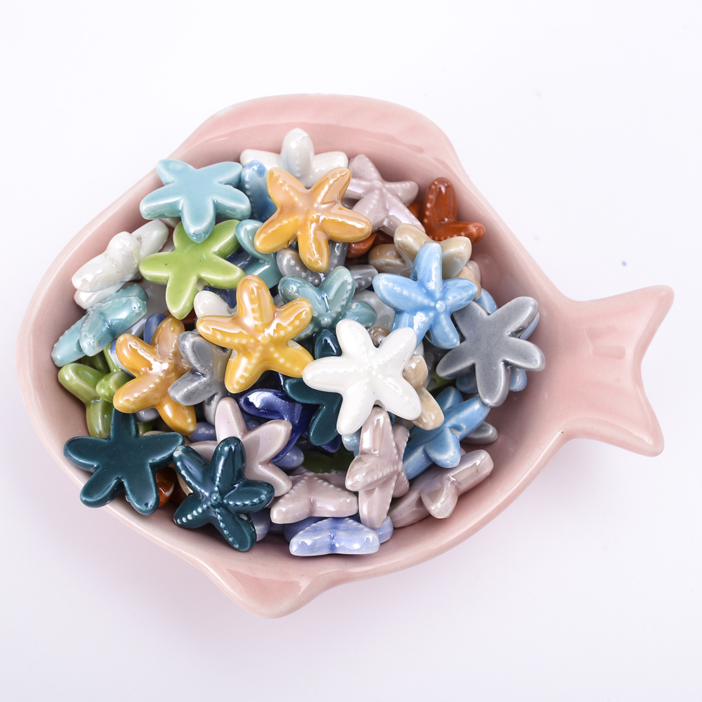 Mixed Color 18mm Starfish Shape Ceramic Beads Porcelain Spacer Beads For Jewelry Making Diy Bracelets Necklaces Accessories