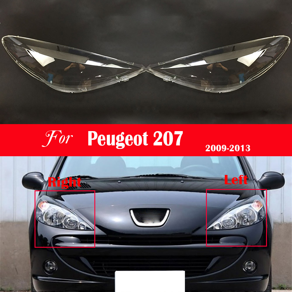 Car Headlight Lens For Peugeot 207 2009 2010 2011 2012 2013 Car Headlight Headlamp Lens Auto Shell Cover Bright Lamp Shade Caps