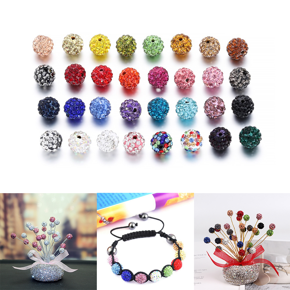10-20pcs/lot Glass Rhinestone Bead Clay Crystal Round Spacer Loose Beads For DIY Bracelet Jewelry Making Supplies Accessories
