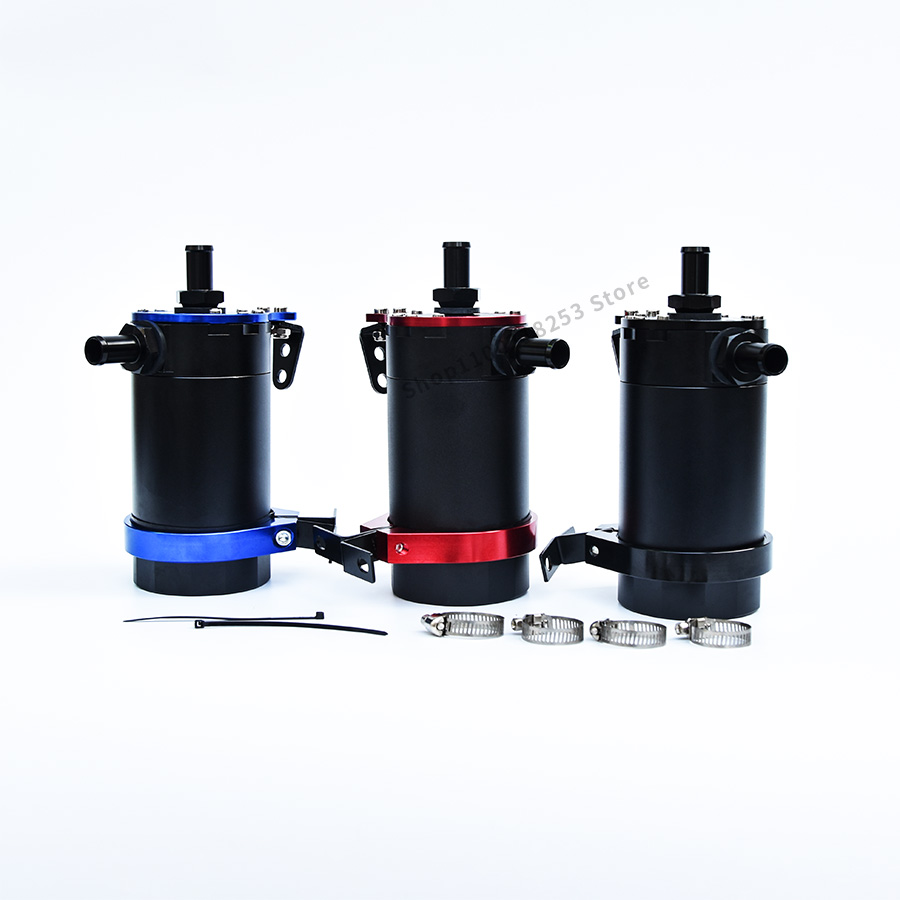 JDM Universal Baffled Aluminum Oil Catch Can Resevoir Tank Kit Oil tank Car Accessories