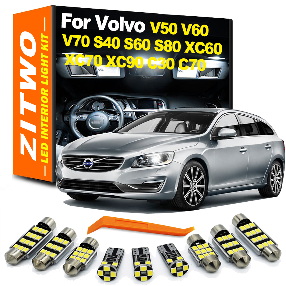 Complete LED Interior Dome Map Roof Foot Light Kit For V50 V60 V70 S40 S60 S80 XC60 XC70 XC90 C30 C70 Car Bulb Accessories