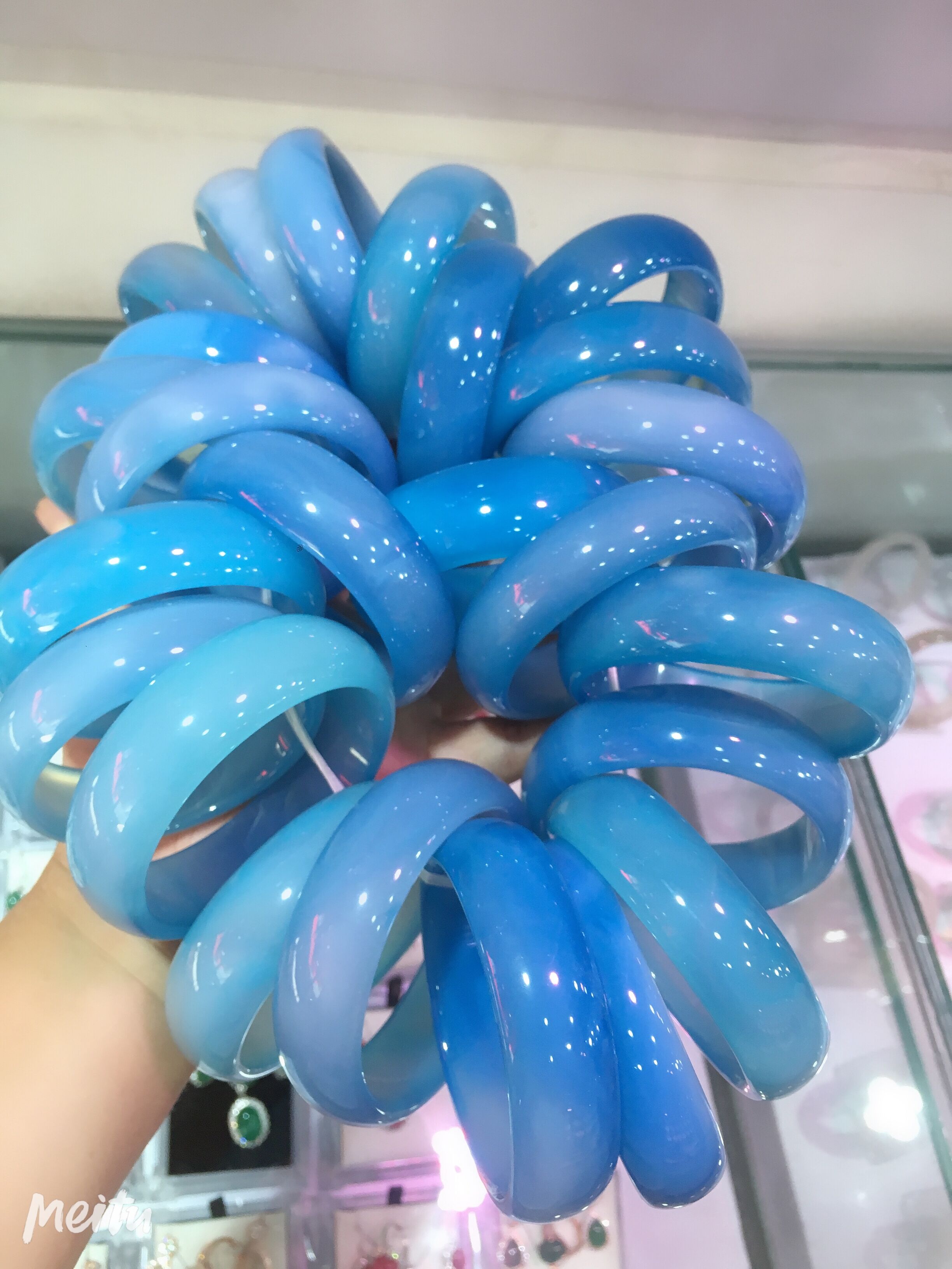 High Quality Natural Royal Chalcedony Emperor Sea Blue Agate Jade Bracelet Jewelry Lucky Accessories Exquisite Healing Bangle