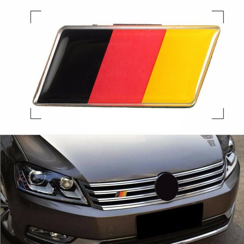 Aluminum Grille Bumper German Flag Emblem Badge Sticker Decal for VW Golf Jetta Audi Exterior Parts Universal Car Accessories