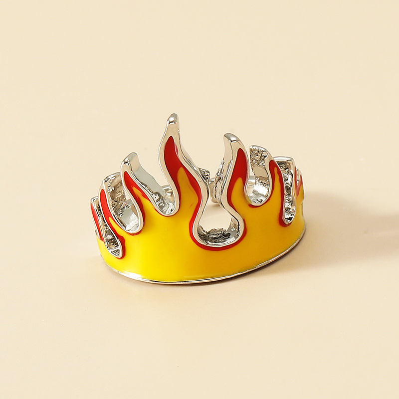 Fire Flame Ring Opening Adjustable Size Blaze Crown Finger Band for Women Finger Rings Men Hiphop Punk Party Jewelry Gifts
