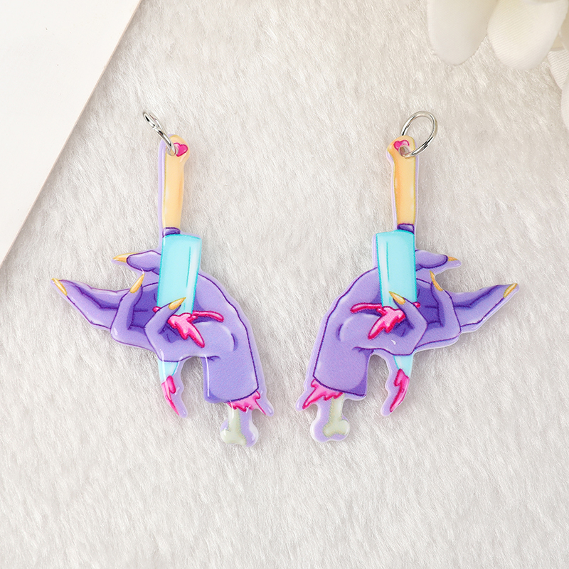 8Pcs Halloween Spooky Charms Axe Blood Creepy Knife Acrylic Pastel Goth Jewlery Findings For Earring Necklace Diy Making