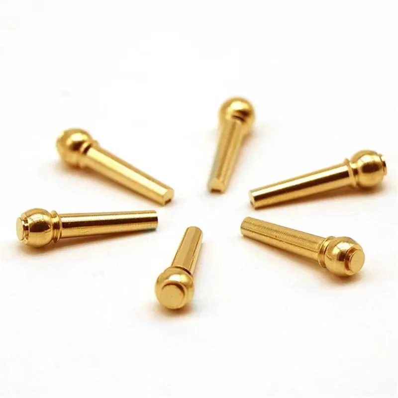 6 Pieces/lot Guitar Strings Nail Metal Acoustic Guitar Bridge Pins Brass Guitar Strings Fixed Cone String Pins String nut Nails