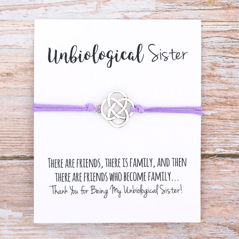 1x Unbiological Sister Friendship Bracelet Soul Sister Knot Charm Bracelet Big Little Sorority Knot Bracelet Best Friend Gift
