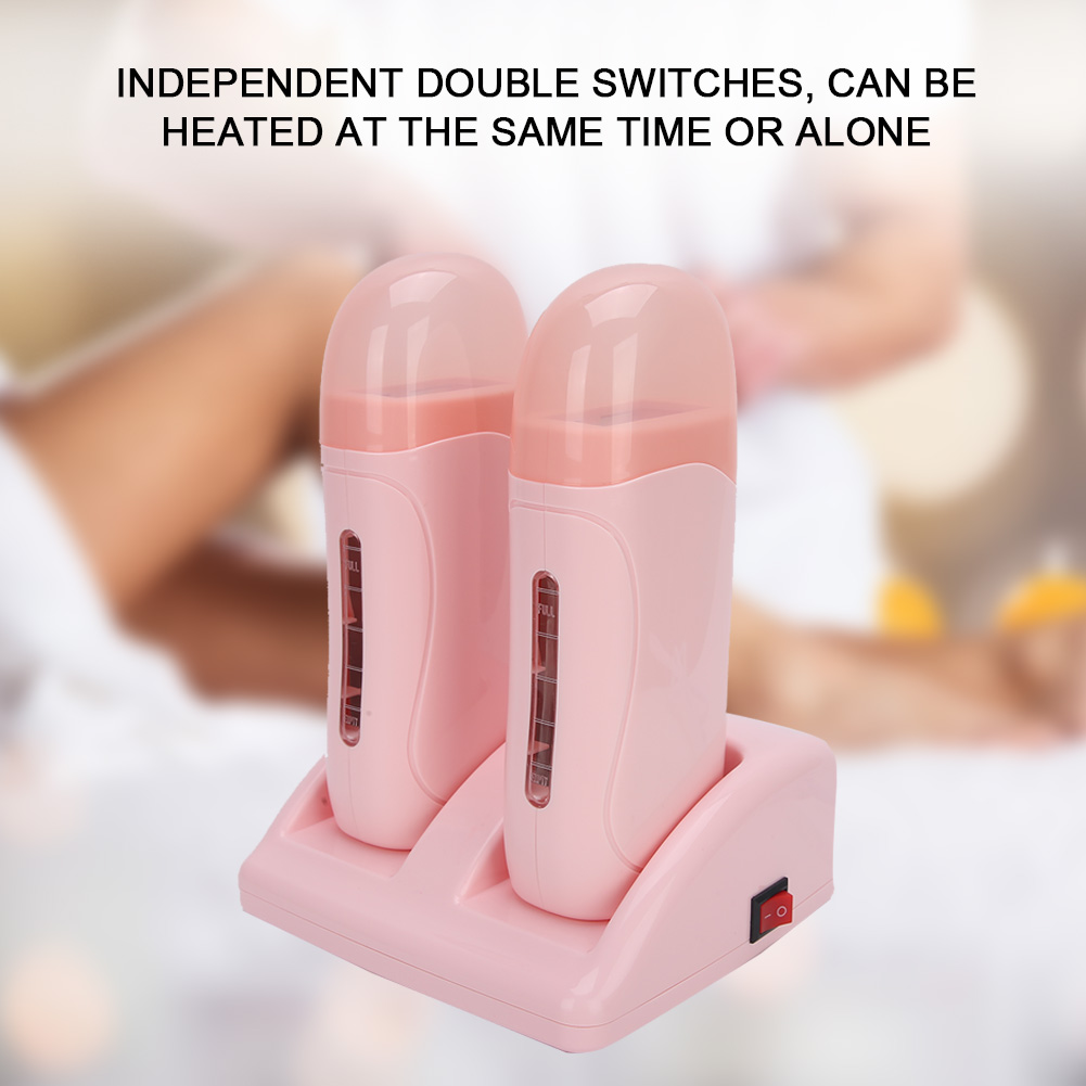Pink Double Waxing Heater Mini Hair Removal Handheld Wax Heater Wax-melt Machine Professional Hair Removal Tools In Beauty Salon