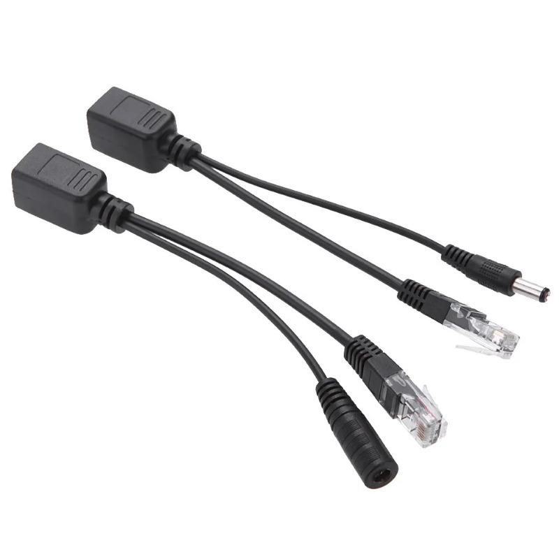 POE Adapter cable RJ45 Injector Splitter Kit Tape Screened Passive Power Over Ethernet12-48v Synthesizer Separator Combiner