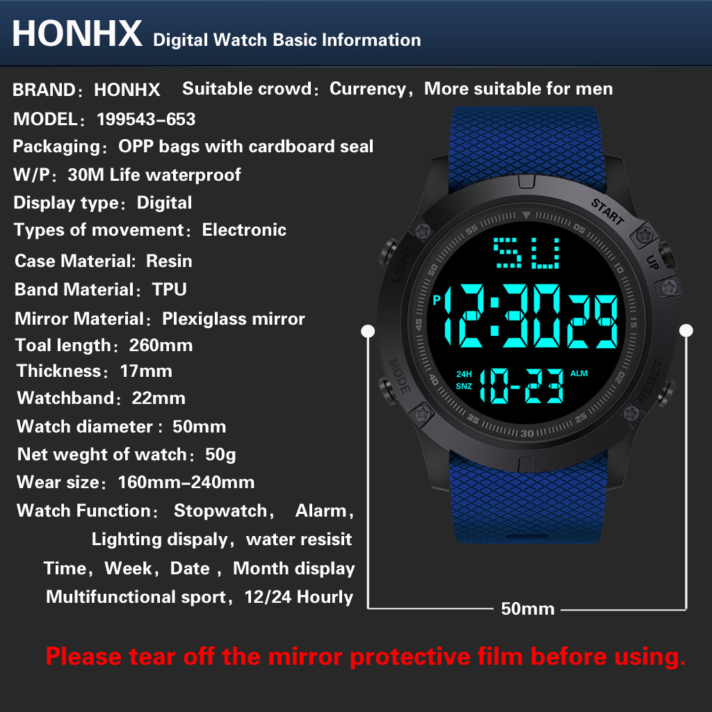 Top Brand Women Men Waterproof G Style Led Digital Date Military Sport Shock Rubber Electronic Watch Red Alarm Clock Mujer