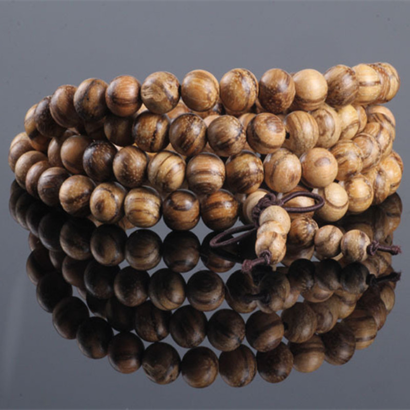Sennier Natural Vietnamese agarwood incense 108 beads 6mm 8mm Buddha prayer malas beads bracelets Rosary Wooden Bangle jewelry
