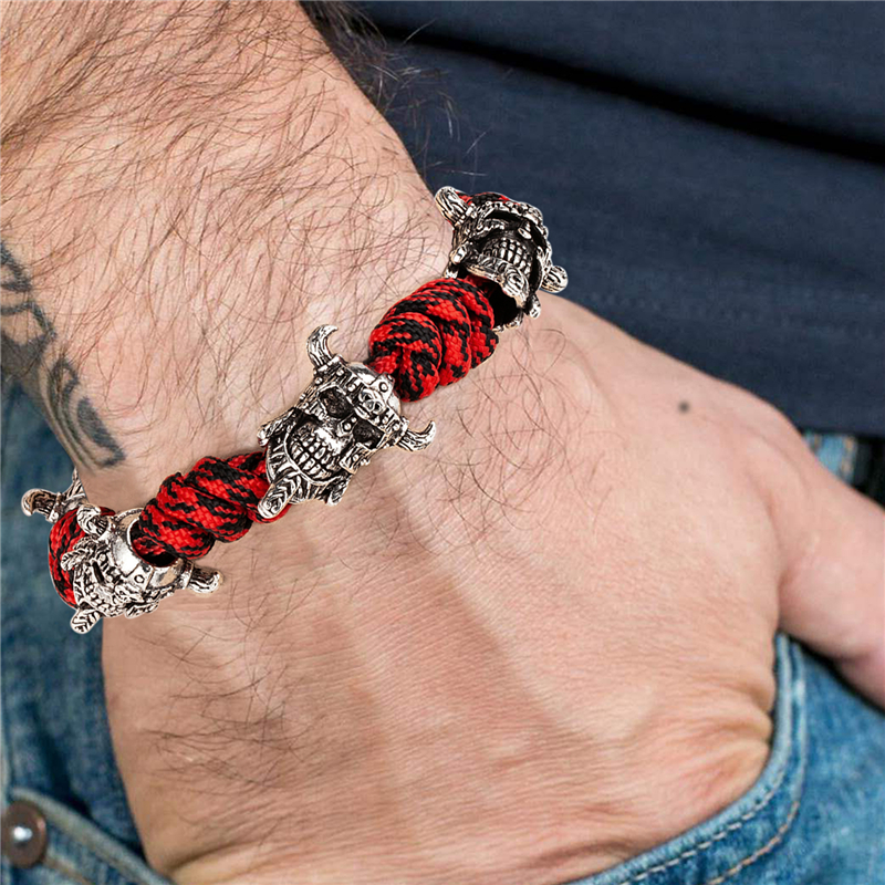 Norse Vikings Pirate Bracelets Men Navy Woven Lanyard Survival Rope Bangle Antique Viking Warrior Accessories Homme Jewelry Gift