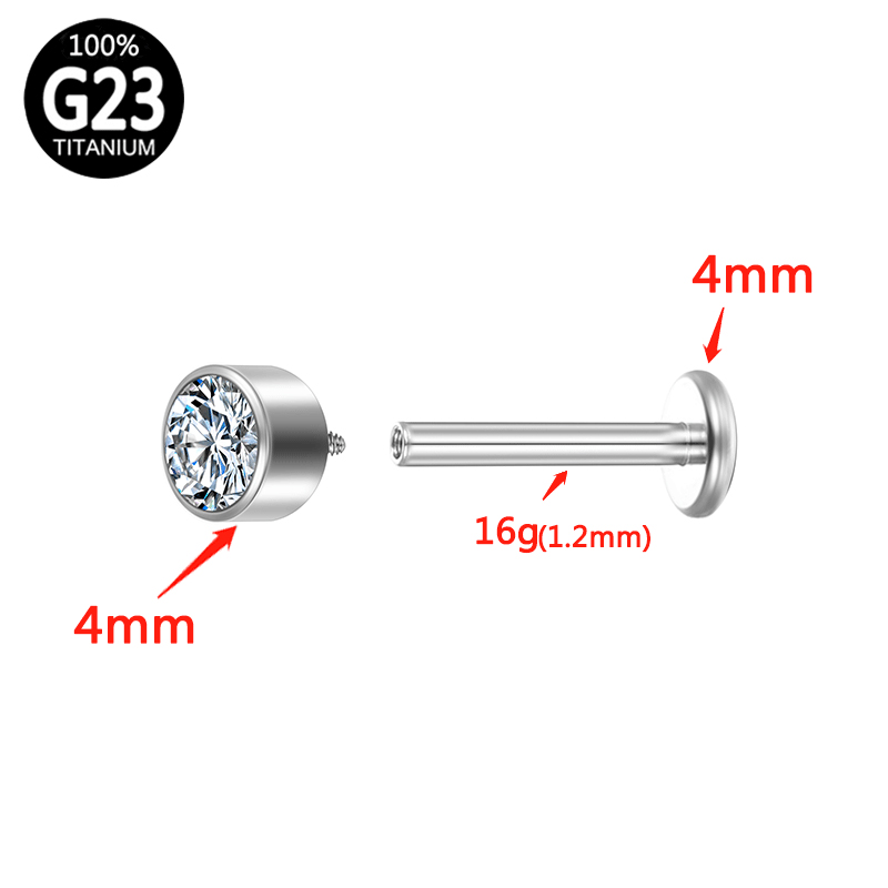 G23 Titanium Piercing Ear Lobe Internal Thread Labret Lip Bar Cartilage Gothic crystal Earring Tragus Stud Punk Body Jewelry