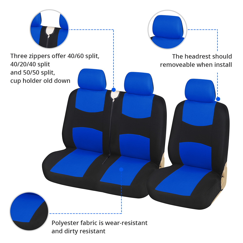 Universal 2+1Heavy Duty Fabric Van Seat Covers Fits Most Vans-Single&Double Car Seat covers,for Vauxhall vivaro for Ford Transit